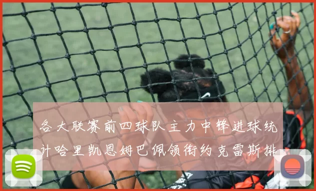 各大联赛前四球队主力中锋进球统计哈里凯恩姆巴佩领衔约克雷斯排名倒数第二
